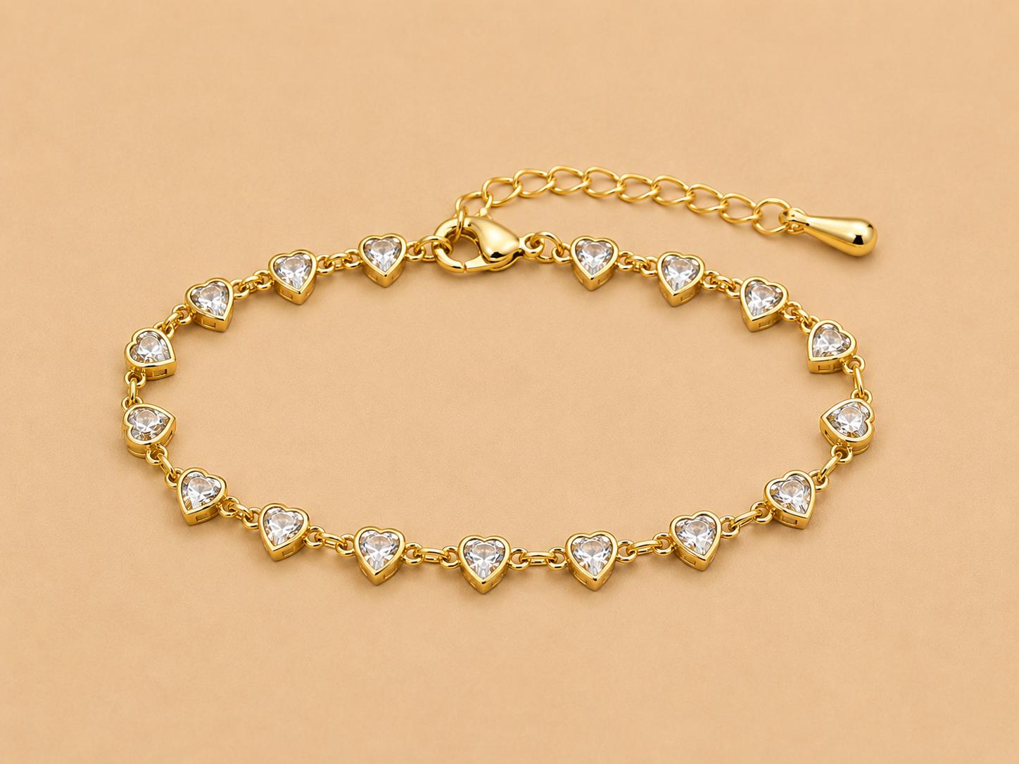 Pulseira Corações em Zircônia