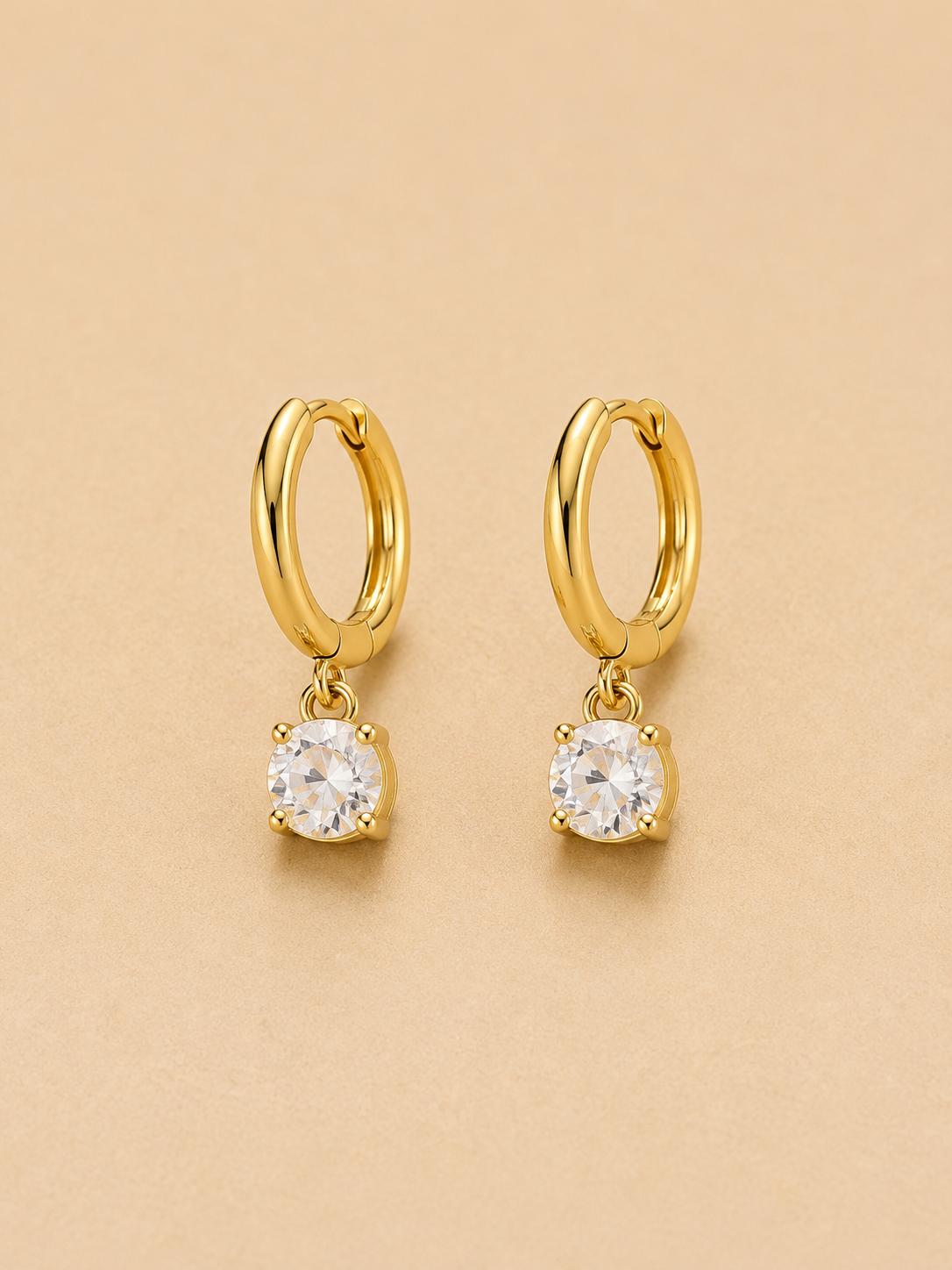 Brincos Argola com Pendente de Zircónia
