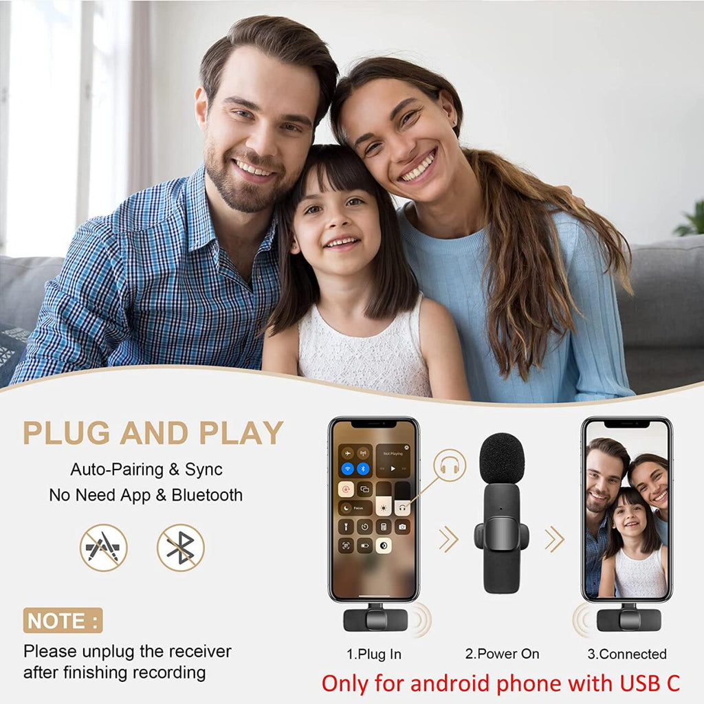 Clearmic 2 em 1 - Microfone Lavalier Sem Fios